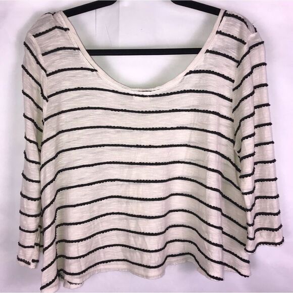 Ten Sixty Sherman Cropped Wide Neck Striped Top - Picture 2 of 3